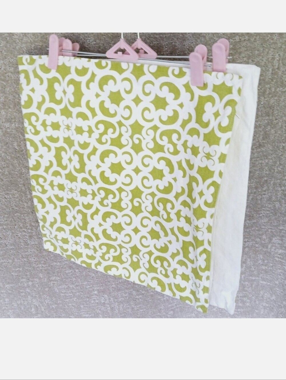 2 Pack 18" Throw/Accent Pillow Covers Green & White, Hidden Zipper